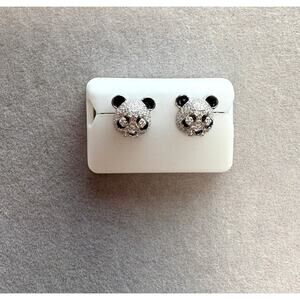 NWT 1.5CTW Moissanite Panda Sterling Silver Earrings